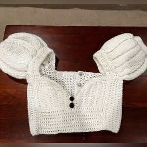 NWOT Bailey Prado Puff Sleeve Crochet Top